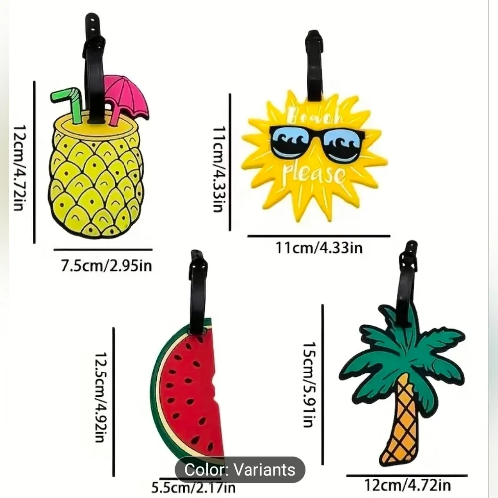 Luggage Tags- 4 Tropical Themed Tags For Travel. New! - Picture 2 of 3